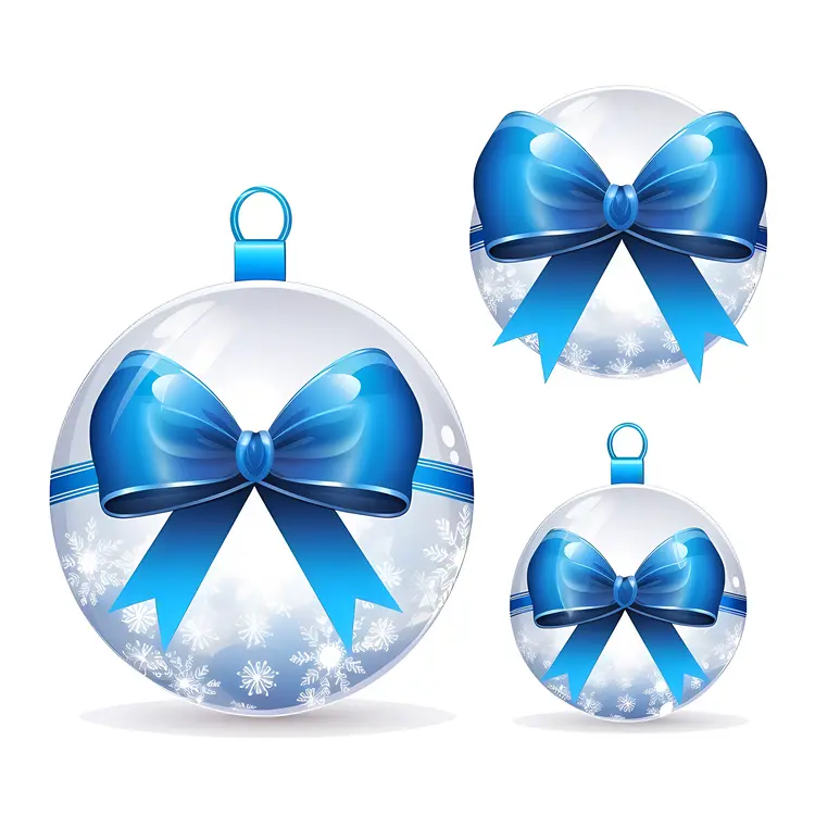 Beautiful Christmas Ornaments with Blue Bows