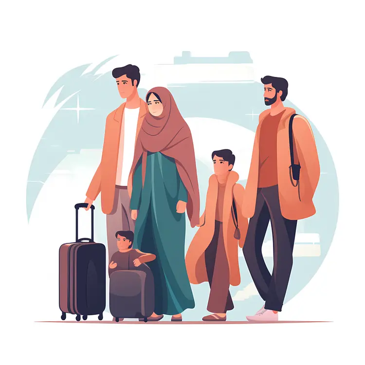 Family Traveling with Luggage