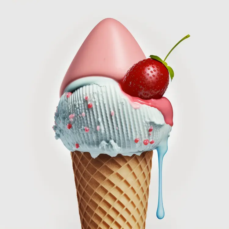 Delicious Strawberry Ice Cream Cone