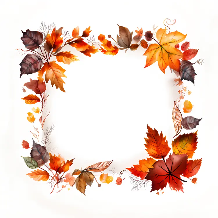 Autumn Leaves Frame with Fall Colors