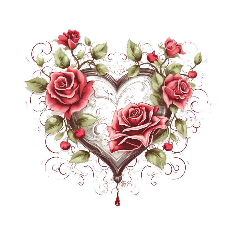 Pink Roses in Heart Shape