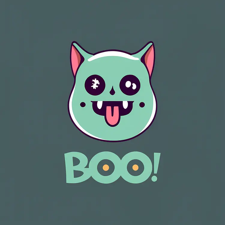Cute Monster Face with Boo Text