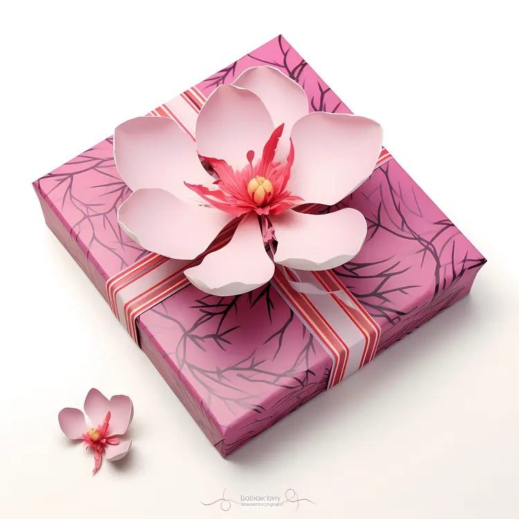 Pink Gift Box with Flower Decoration