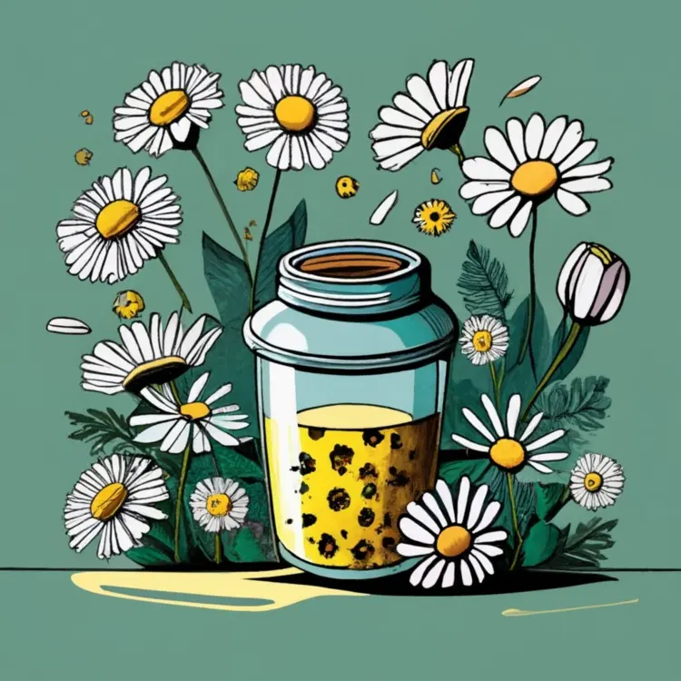 Jar with Honey and Daisies Illustration