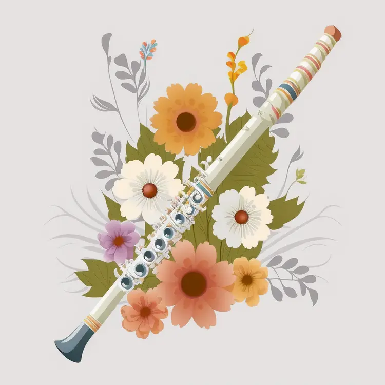 Beautiful Flute with Floral Background Illustration
