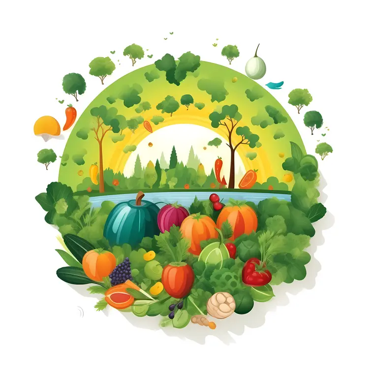 Colorful Vegetables in a Lush Garden Scene