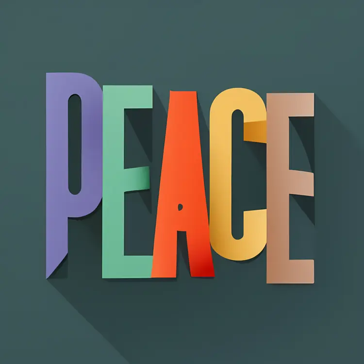 Flat Colorful Peace Typography with Shadow