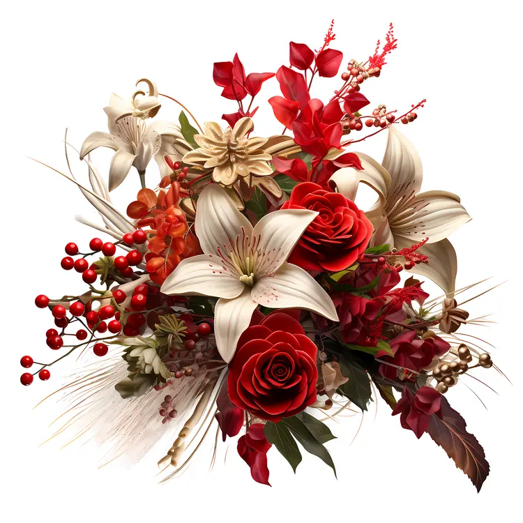 Beautiful Red and White Flower Bouquet