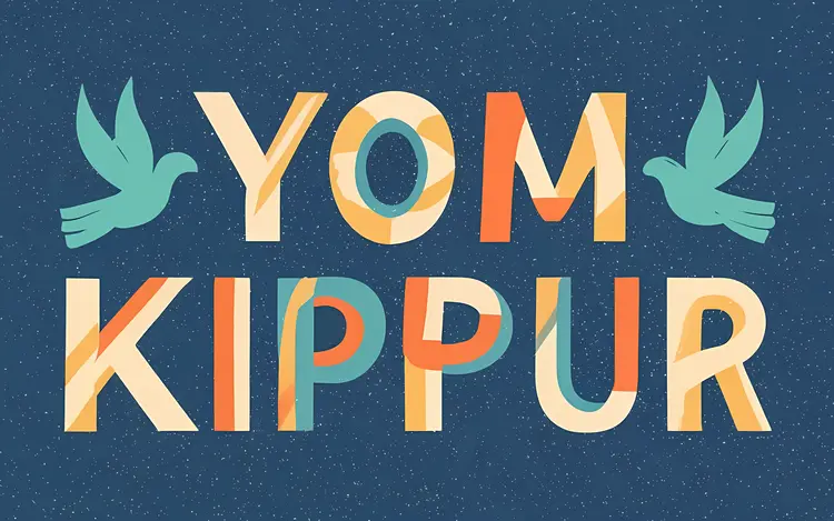 Yom Kippur Text with Doves