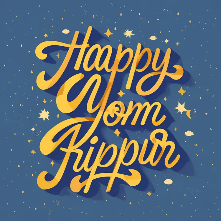 Happy Yom Kippur Text with Decorative Design