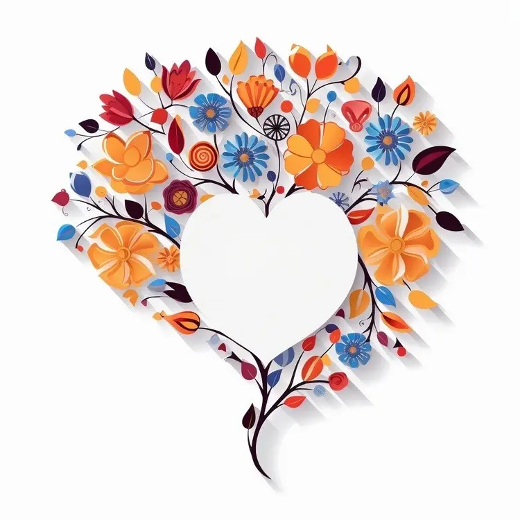 Colorful Heart Flowers Frame