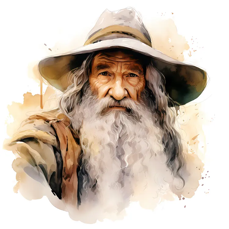 Wise Wizard with a Hat and Beard