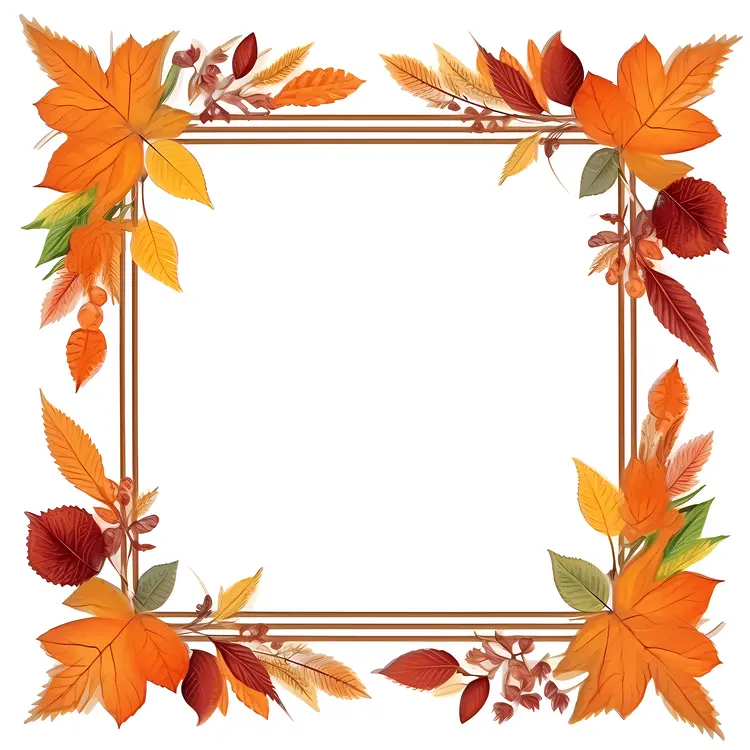 Square Frame with Autumn Leaves