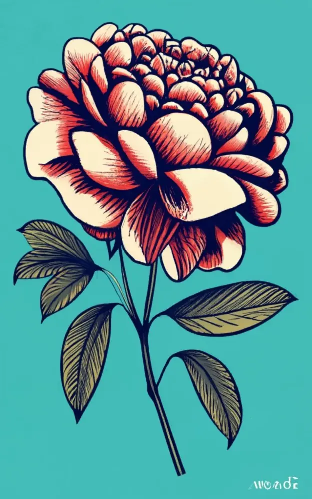 Red and Pink Flower with Green Leaves