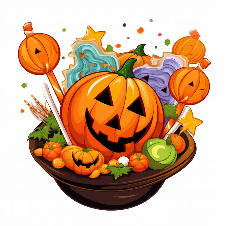 Halloween Pumpkin with Candy and Decorations
