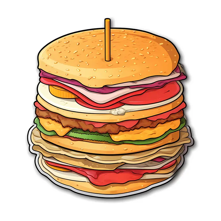 Delicious Multi-layered Burger Illustration