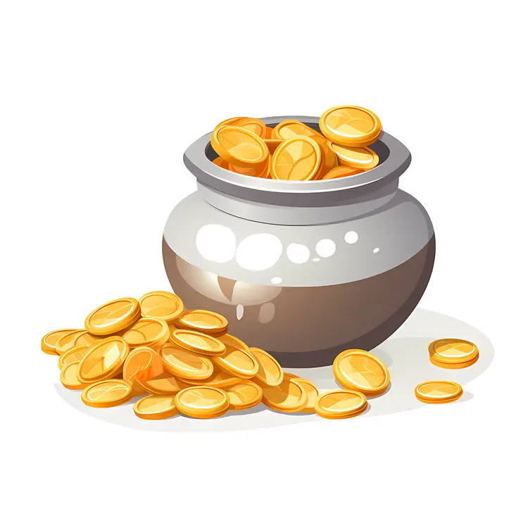 Pot of Gold Coins Illustration