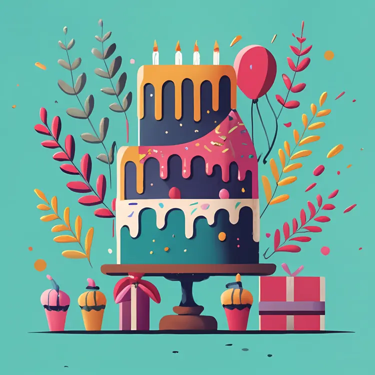 Stylish Birthday Cake with Candles