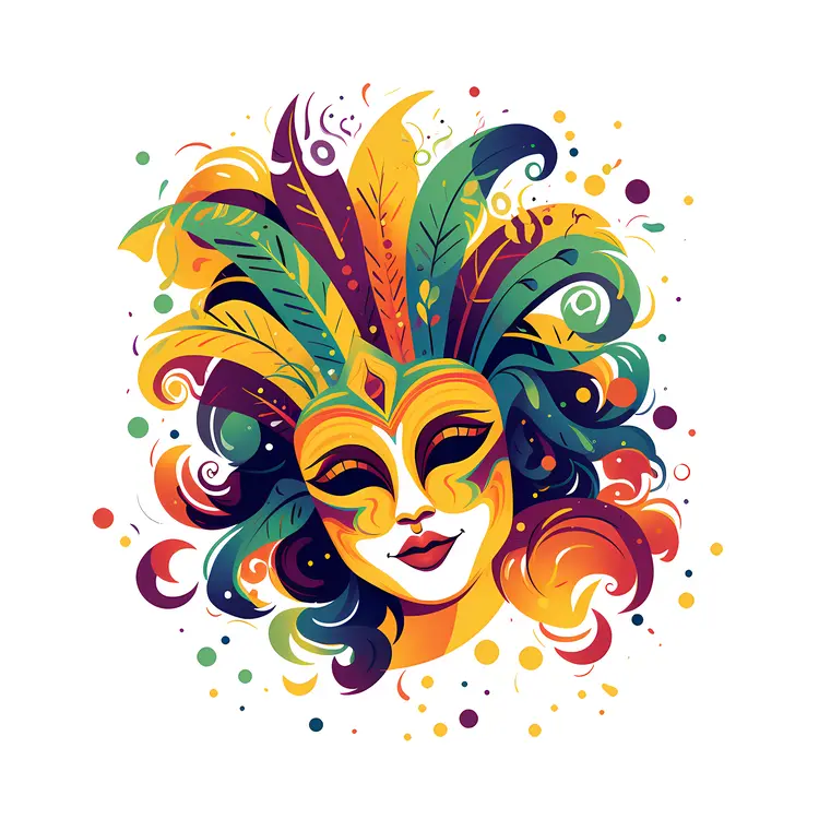 Colorful Mask with Feathers for Carnival