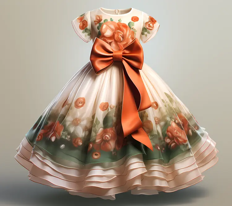 Elegant White Dress with Floral Design