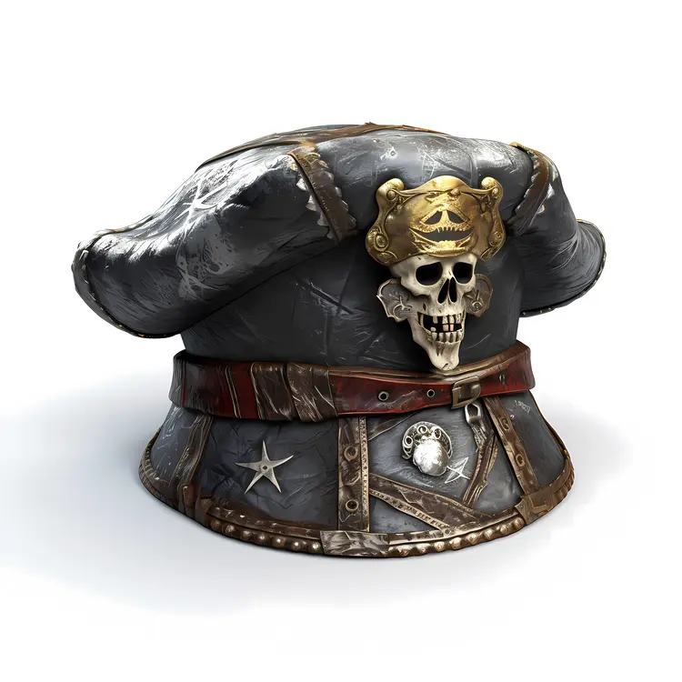 Leather Pirate Hat with Skull Emblem