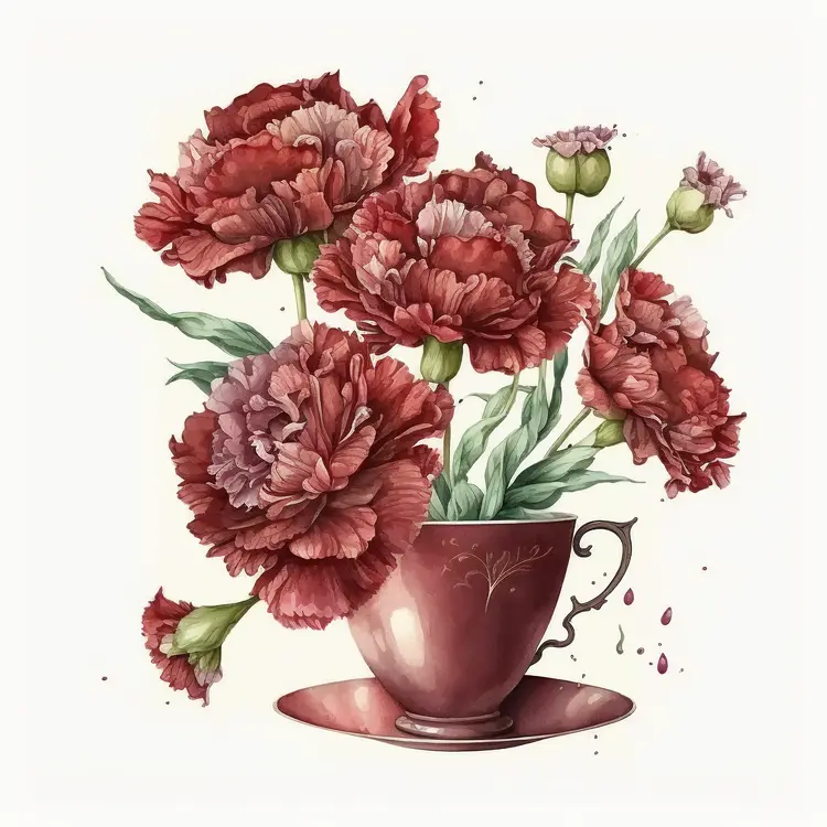 Beautiful Carnation Flowers in Red Cup
