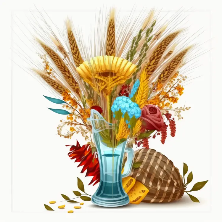 Beautiful Flower Bouquet with Wheat and Flowers for Harvest Festival