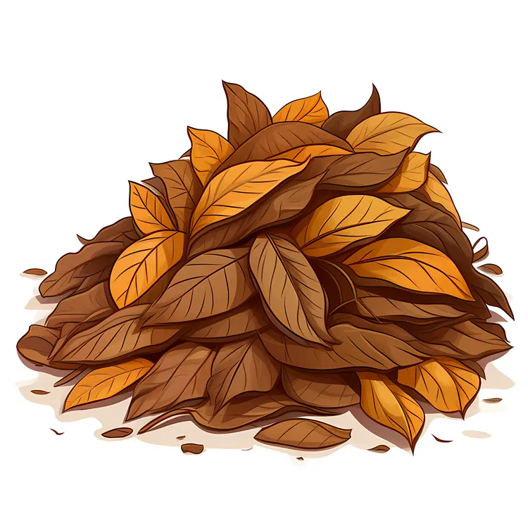 Pile of Brown Leaves in Autumn