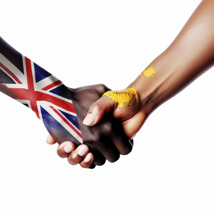 Unity Handshake with Painted Flags