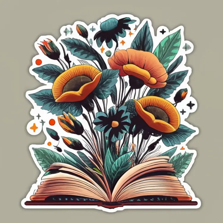 Books with Blooming Flowers