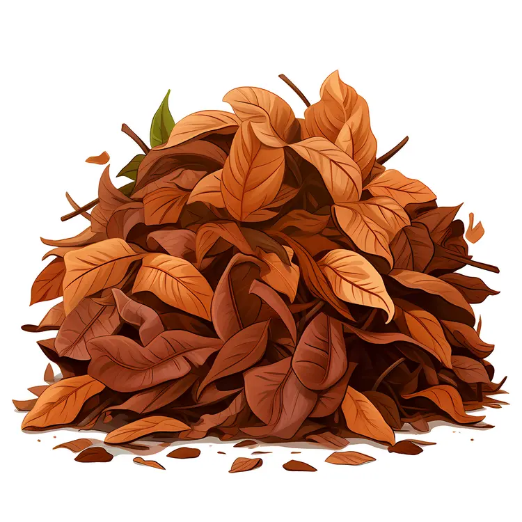 Pile of Brown Leaves in Autumn