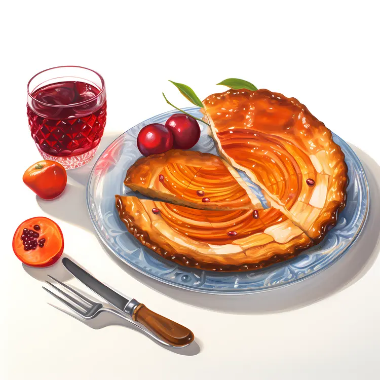 Delicious Pie with Fruits and Juice