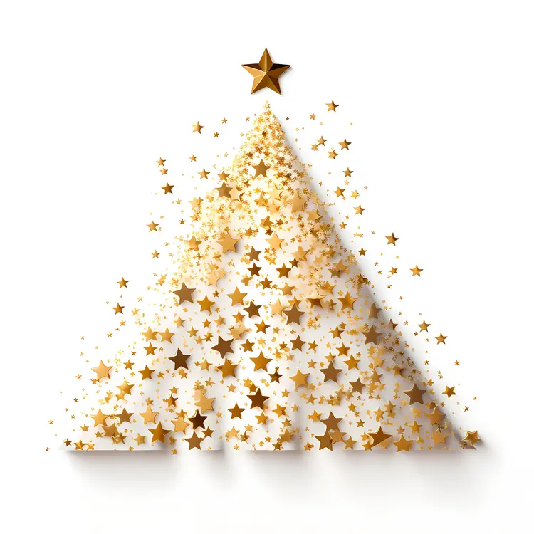 Golden Star Christmas Tree with Sparkles