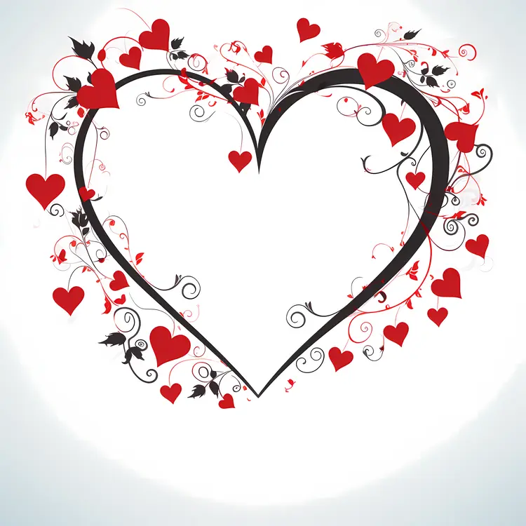 Heart Frame with Swirls and Hearts for Valentine's Day