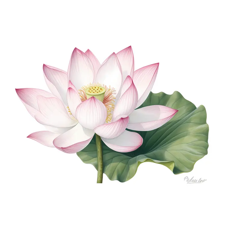 Beautiful Pink Lotus Flower Illustration
