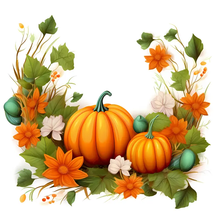 Pumpkins and Flowers Arrangement