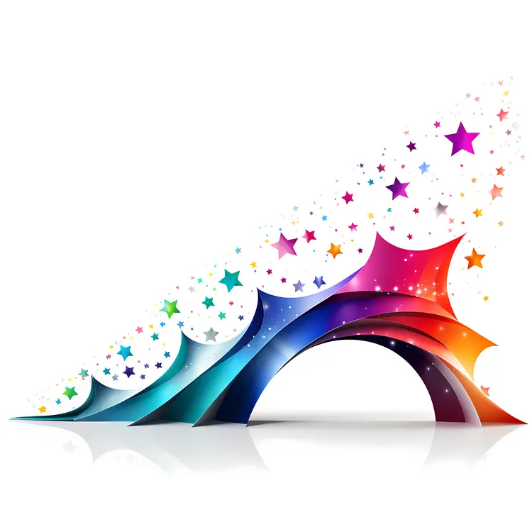 Diagonal Star Arch with Rainbow Colors