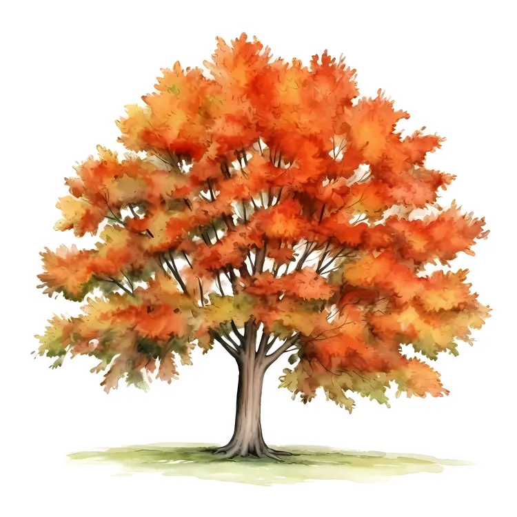 Beautiful Autumn Tree with Orange Leaves