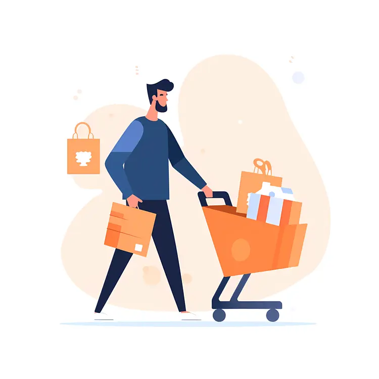 Man Shopping with Cart