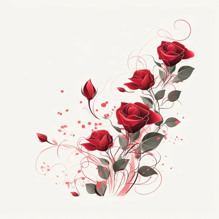 Beautiful Red Roses with Leaves