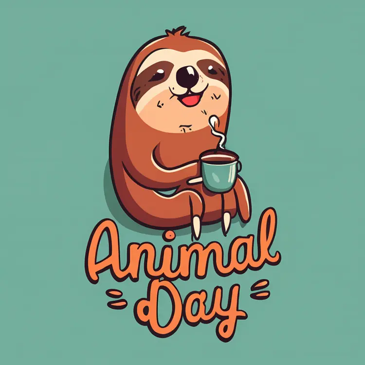 Sloth Drinking for World Animal Day