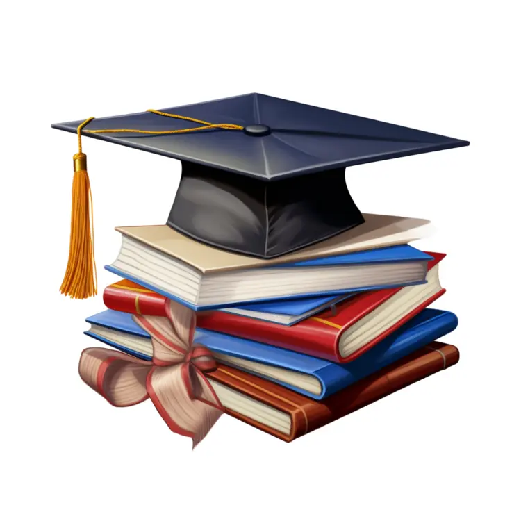 Graduation Cap on Stack of Books