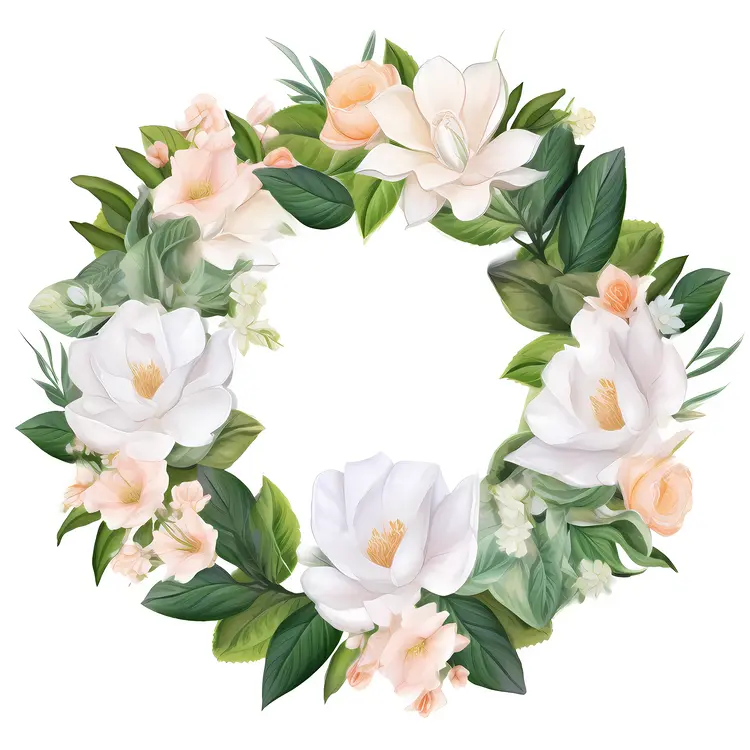 Beautiful Flower Wreath with White and Pink Flowers