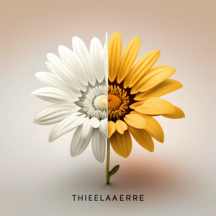 Half White Half Yellow Flower Illustration