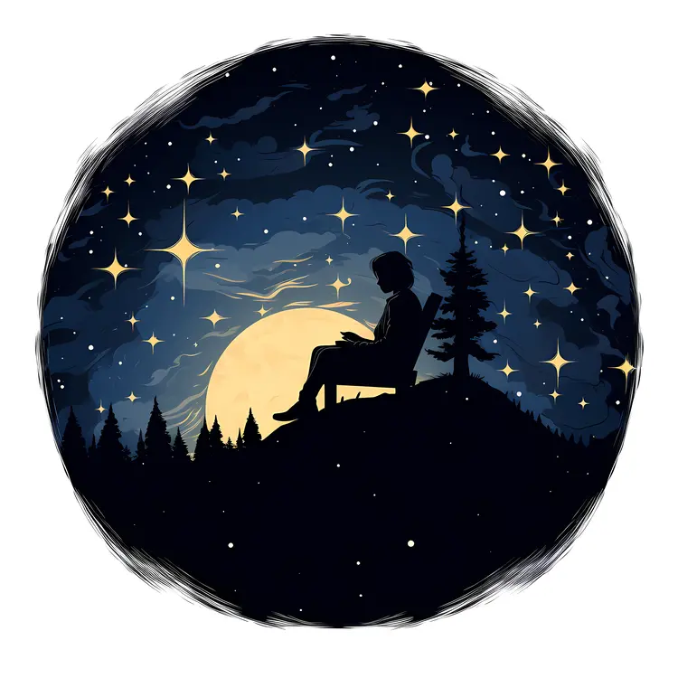 Silhouette of a Person Under a Starry Night Sky