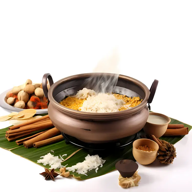 Traditional Pot with Steaming Food