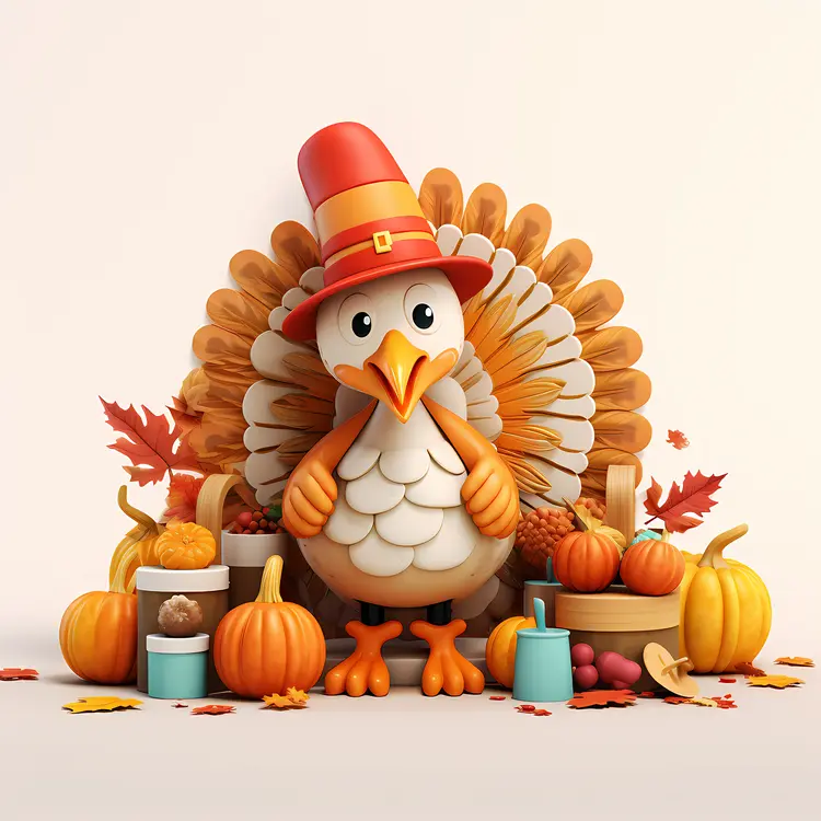 Thanksgiving Turkey with Pumpkins
