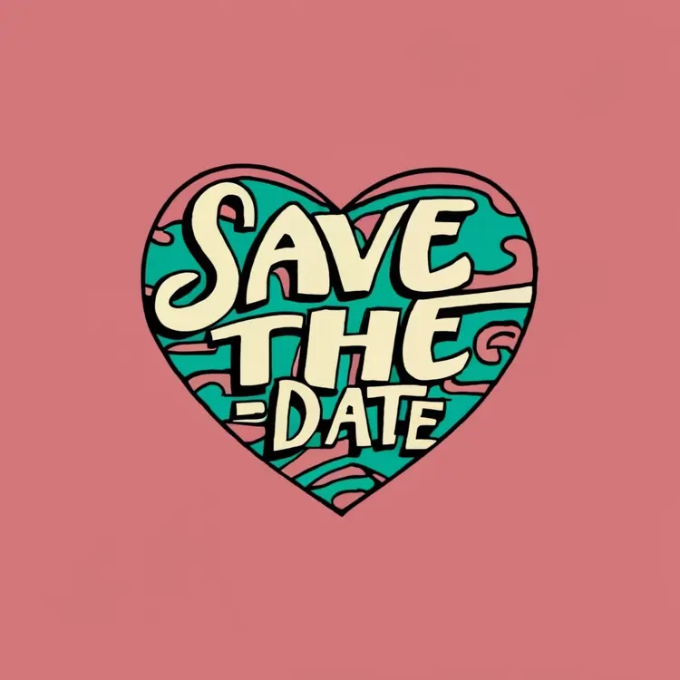 Retro Save the Date with Heart