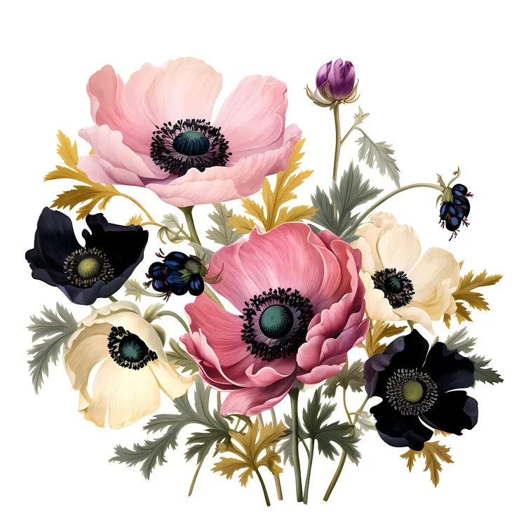 Pink and Black Flower Bouquet