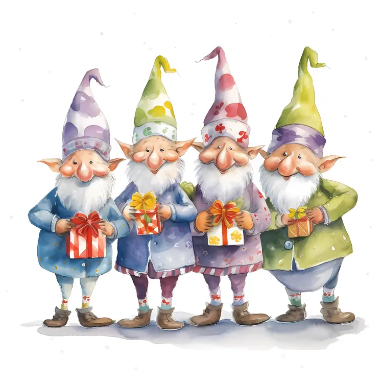 Four Gnomes with Gifts